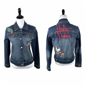 Harley Davidson Embroidered Jean Jacket, Blue, L